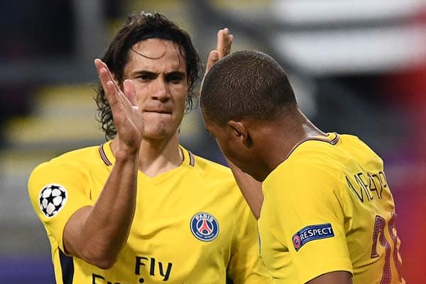 Mbappé e Cavani - Anderlecht x PSG