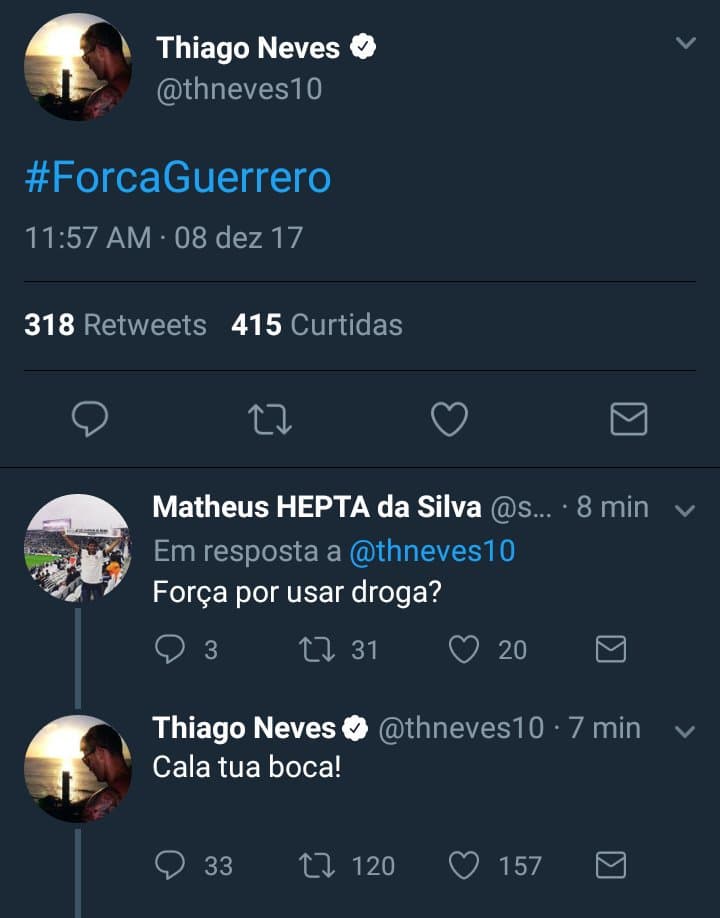 Thiago Neves defende Guerrero