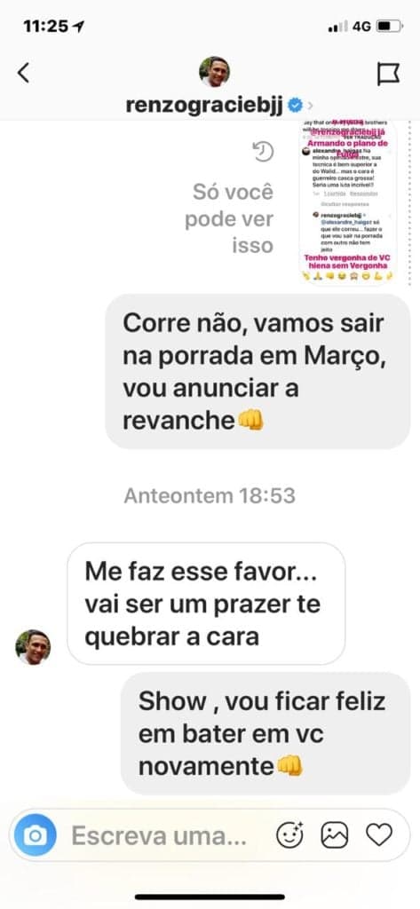 Diálogo entre Renzo e Wallid em um aplicativo de mensagens (Foto: Reprodução)