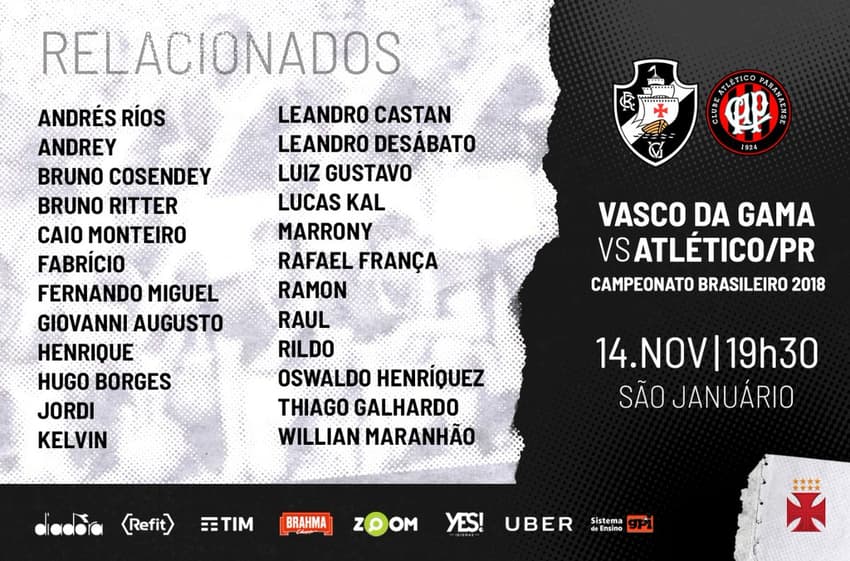 Relacionados Vasco x Atlético-PR