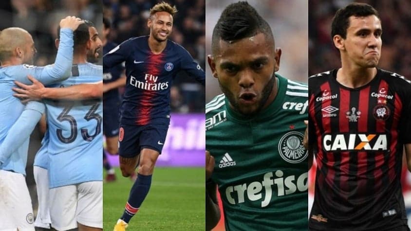 Montagem - Manchester City, PSG, Palmeiras e Athletico-PR