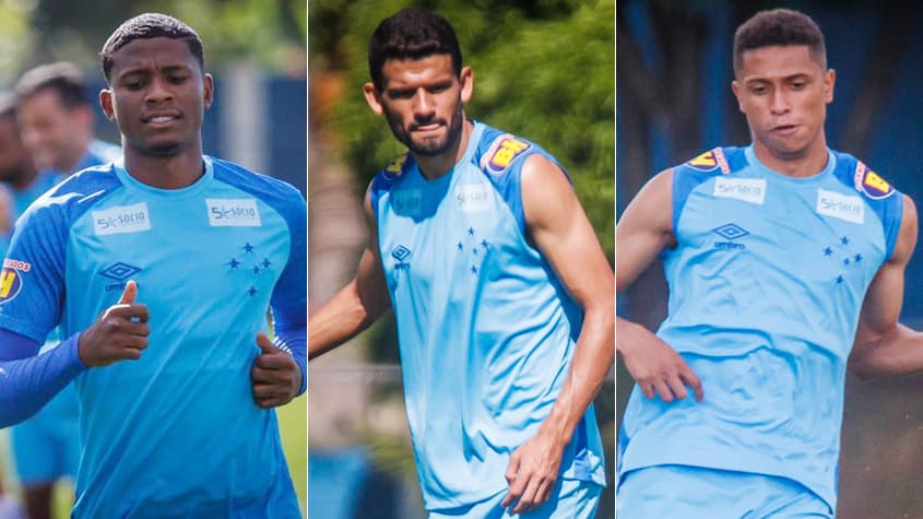 Montagem Orejuela, Jadson e Rafael Santos, todos do Cruzeiro