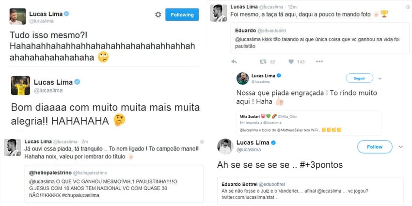 Montagem tweets Lucas Lima