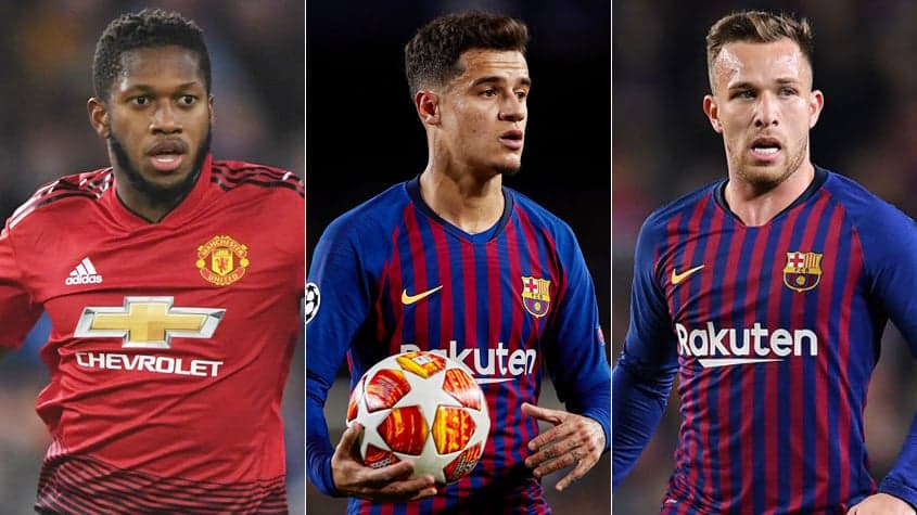 Montagem Fred (United)/Coutinho/Arthur (Barcelona)