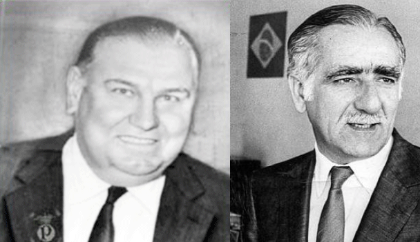 Delffino (dir) e Wadih Helu (esq) presidentes de palmeiras e Corinthians à época