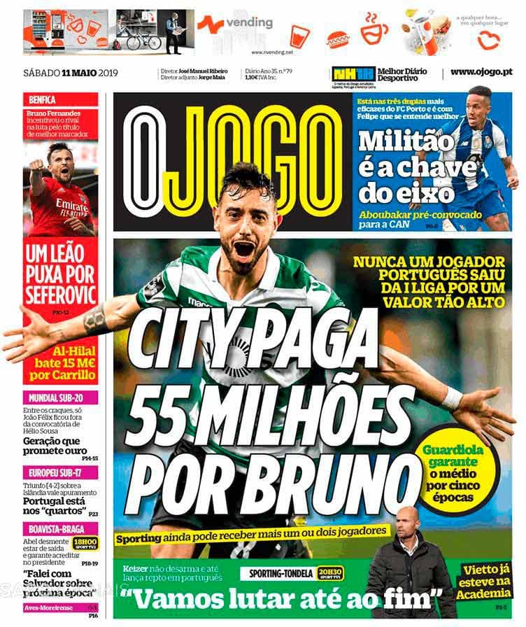 Bruno Fernandes - Capa do 'O Jogo'