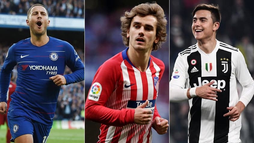 Montagem Hazard,Griezmann e Dybala