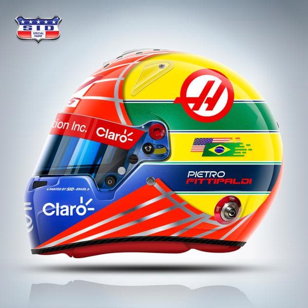 Capacete Pietro Fittipaldi em homenagem a Senna