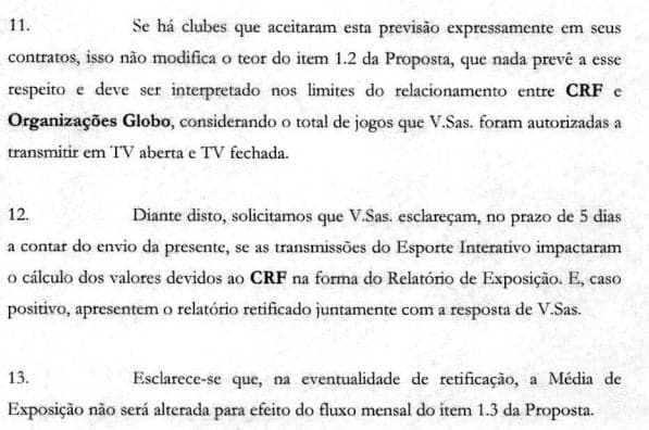 Contrato Flamengo x Globo - Notificação Fla