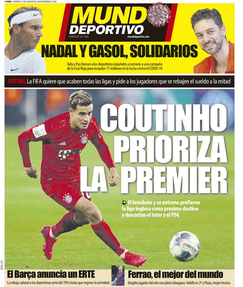 Coutinho capa do Mundo Deportivo