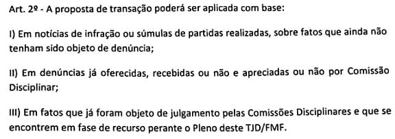 Essas são as condições impostas pelo TJD-MG para gozar do benefício de trocar a punição por uma doação ao 