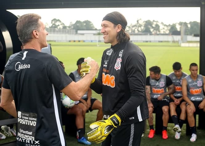 Mancini e Cássio - Treino Corinthians