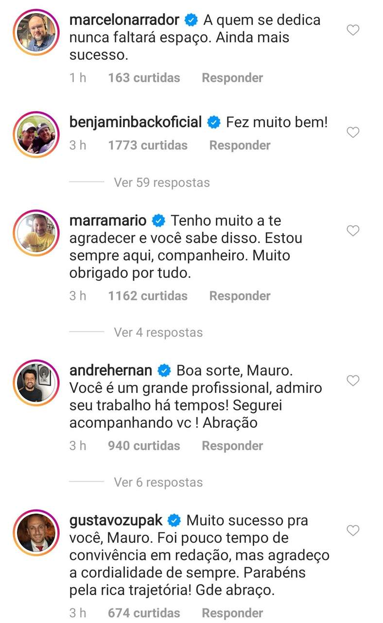 Mensagens de carinho a Mauro Cezar