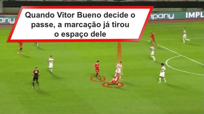 O terceiro gol do Colorado foi marcado após erro na saída de bola do São Paulo