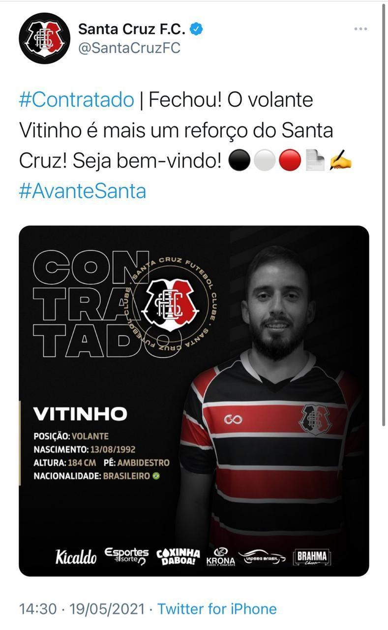 Apresentação Santa Cruz Vitinho Errado - Twitter