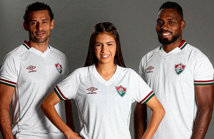 Luiza Travassos, Fred e Luccas Claro no lançamento de amisas brancas do Fluminense (Foto: Lucas Merçon/FFC)
