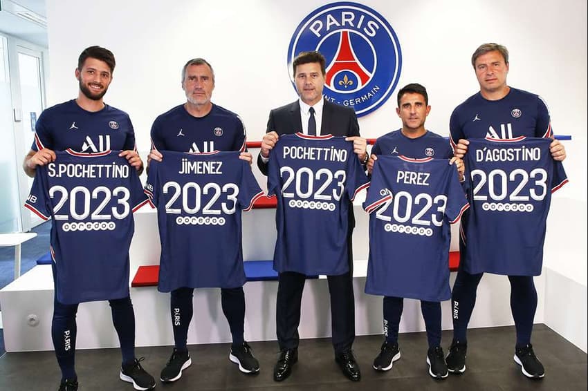 Mauricio Pochettino e seus auxiliares - PSG