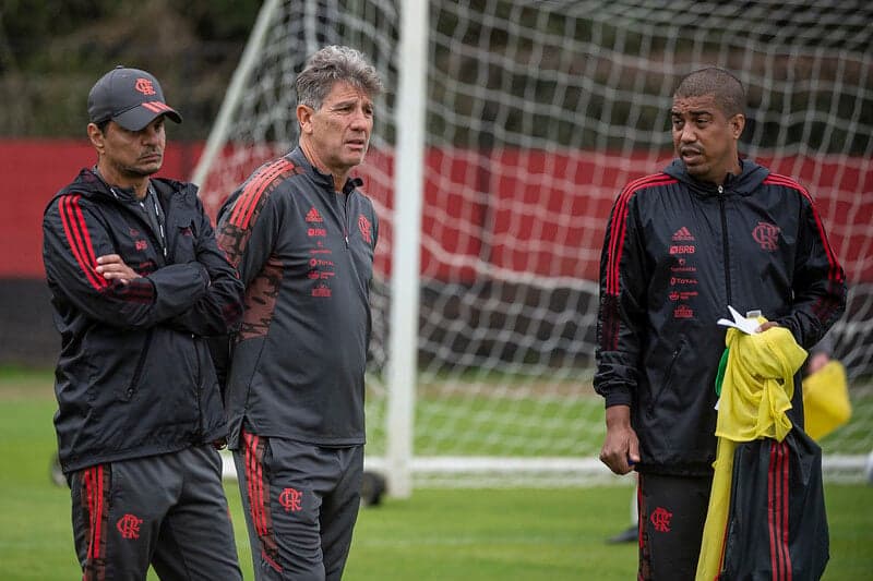 Renato Gaúcho, Alexandre Mendes e Marcelo Sales - Flamengo