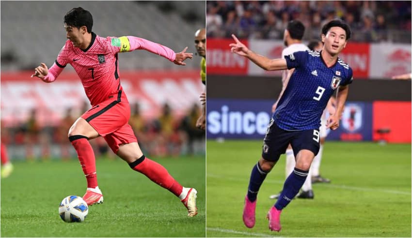 Montagem - Heung-min Son (Coreia do Sul) e Takumi Minamino (Japão)