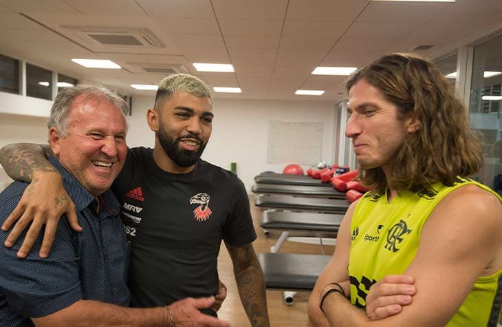 Zico, Gabigol e Filipe Luís