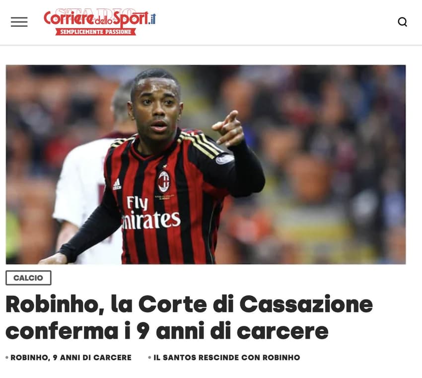 Robinho - Corriere dello Sport