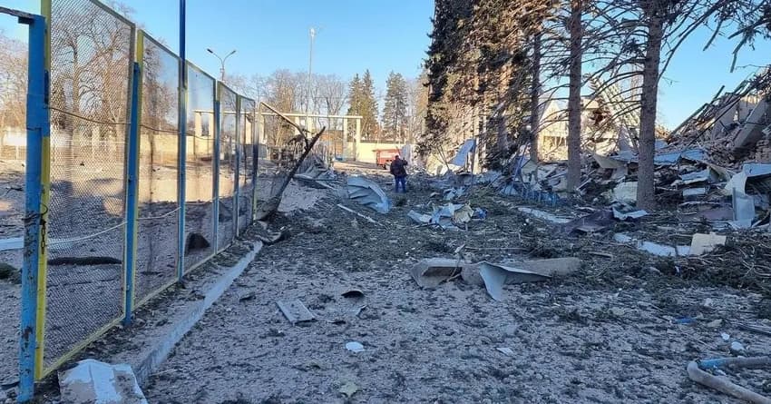 Estádio Yuri Gagarin, do Desna, em Chernihiv, na Ucrânia