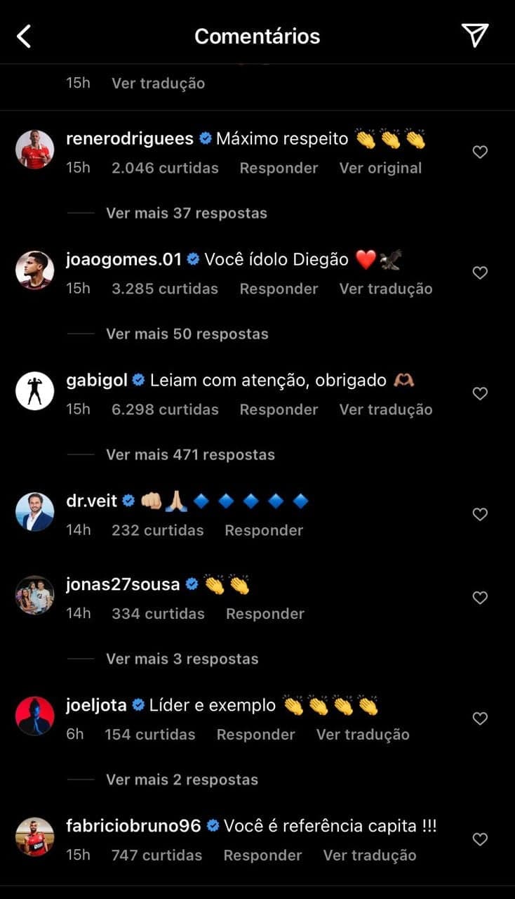 Gabigol - resposta ao post de Digo