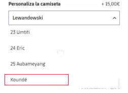 Nome de Jules Koundé em site do Barcelona