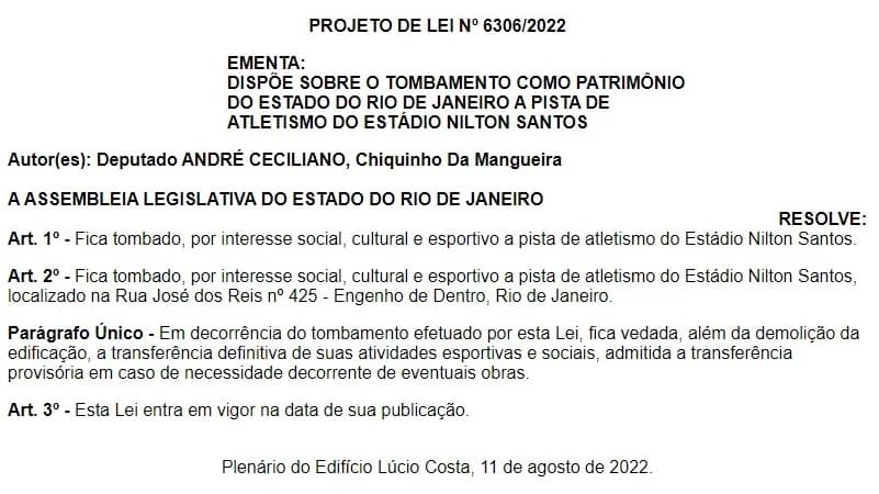 Projeto de Lei Nilton Santos 1