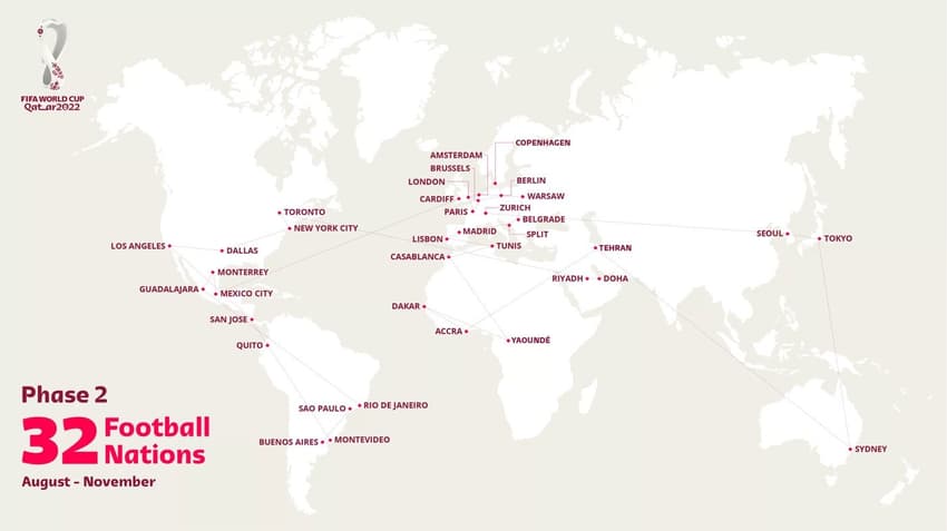 Turnê da taça da Copa do Mundo - Mapa