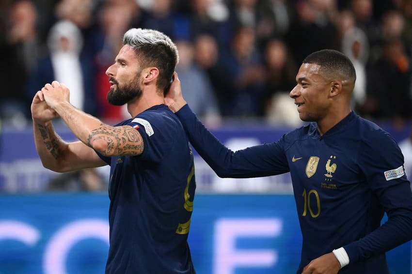 França x Áustria - Olivier Giroud e Kylian Mbappé