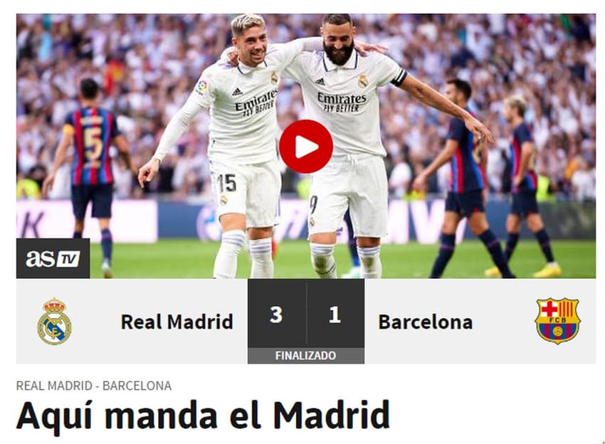 Real Madrid x Barcelona - Capa do As