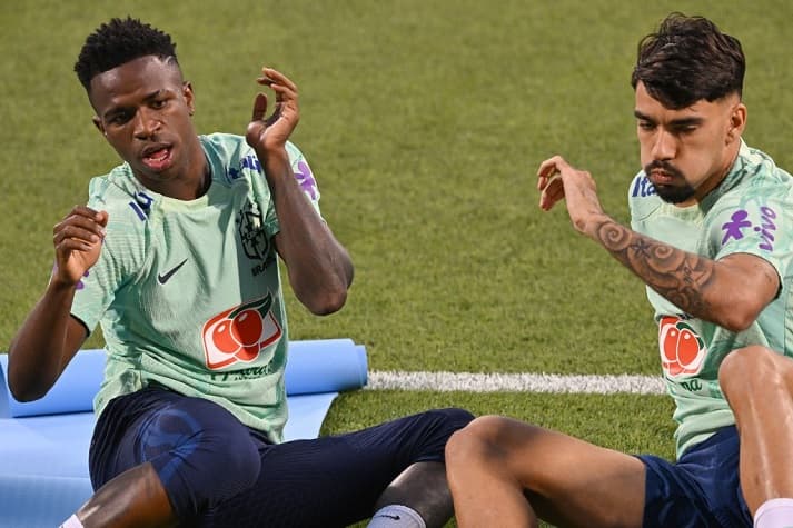 Vini Jr. e Paquetá - Treino Seleção Brasileira