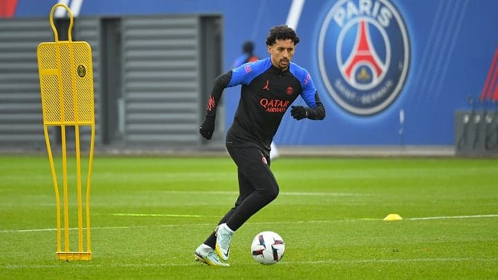 Marquinhos treinando nesta quinta