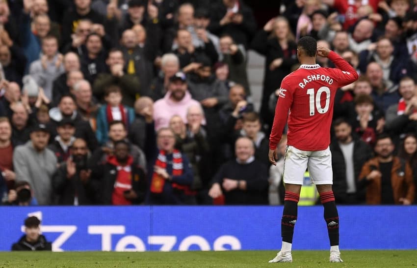 Rashford marcou duas vezes na vitória do Manchester United sobre o Leicester (Foto: Oli SCARFF / AFP)