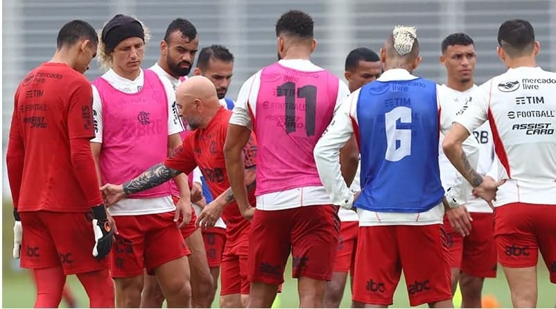 sampaoli com jogadores