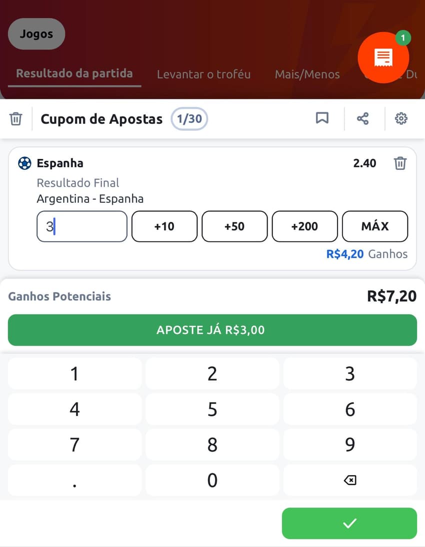 Captura de tela feita no dia 25/11/2025 mostra o cupom de apostas na Betano.