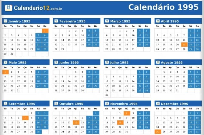 calendario 1995