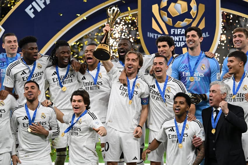 O Real Madrid conquistou seu nono título ao bater o Pachuca na final do Mundial em 2024 (Foto: Mahmud HAMS / AFP)