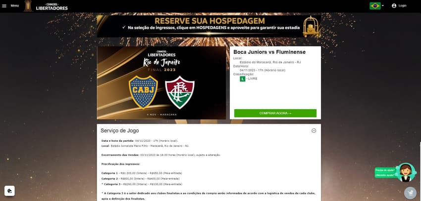 Como comprar ingresso da Libertadores