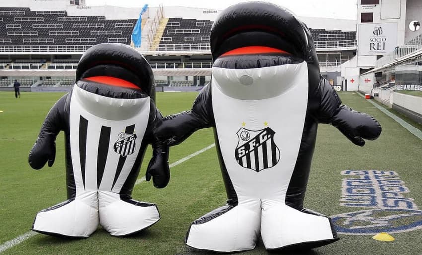 Os mascotes do Santos, Baleinha (à esquerda) e Baleião (à direita) (Foto: Reprodução)