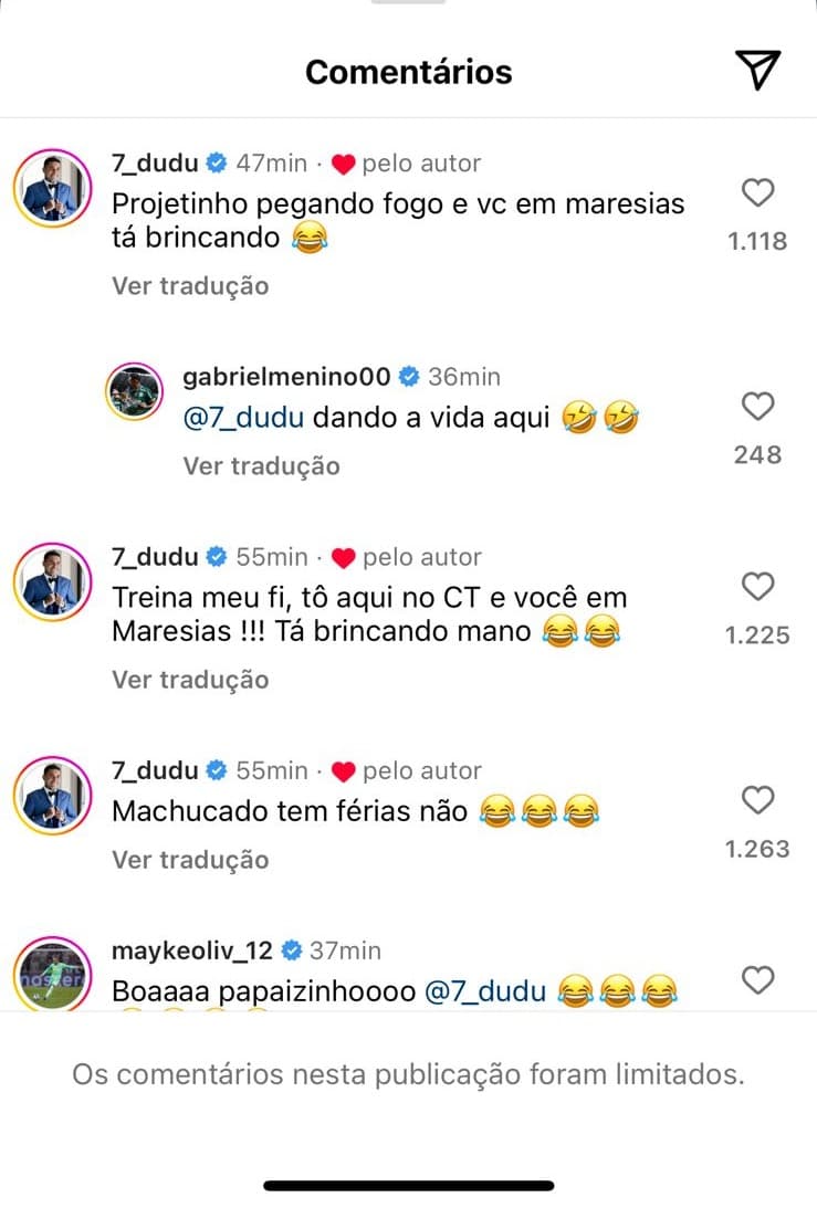 Postagem Instagram Dudu e Gabriel Menino