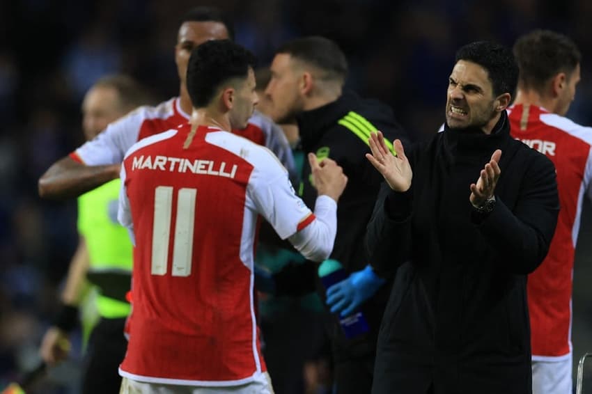 Arteta e Martinelli - Arsenal x Porto - Champions League