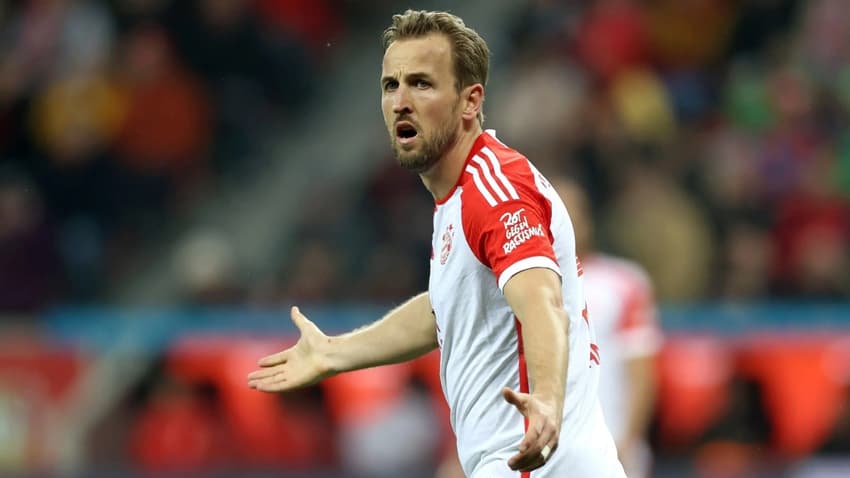 Harry Kane em jogo contra o Bayer Leverkusen