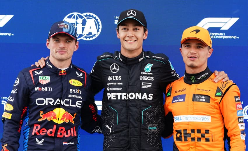 Max Verstappen, George Russell e Lando Norris 