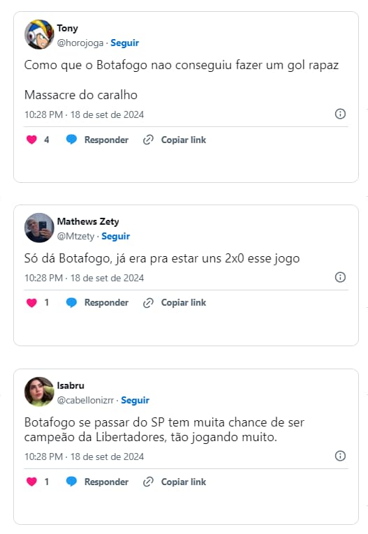 Web reage Botafogo x São Paulo