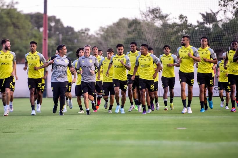 Treino do Flamengo com técnico Filipe Luis (foto: Marcelo Cortes /CRF)