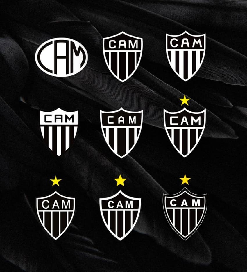 A evolução do escudo do Atlético Mineiro. (Reprodução)