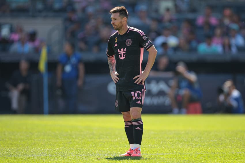 Messi em ação no duelo entre Inter Miami e New York City, pela MLS (Foto: Vincent Carchietta/Getty Images/AFP)