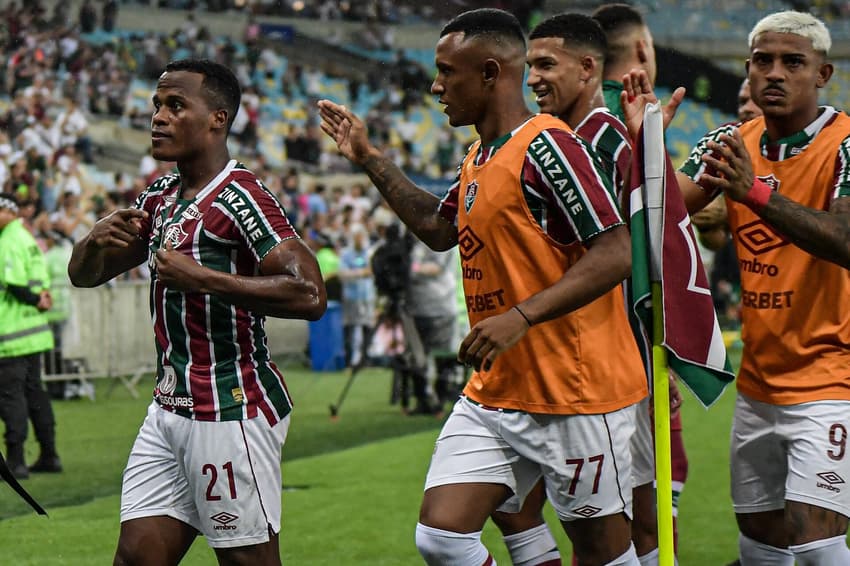 Arias comemora seu gol em Fluminense x Cruzeiro. Foto: Thiago Ribeiro/AGIF